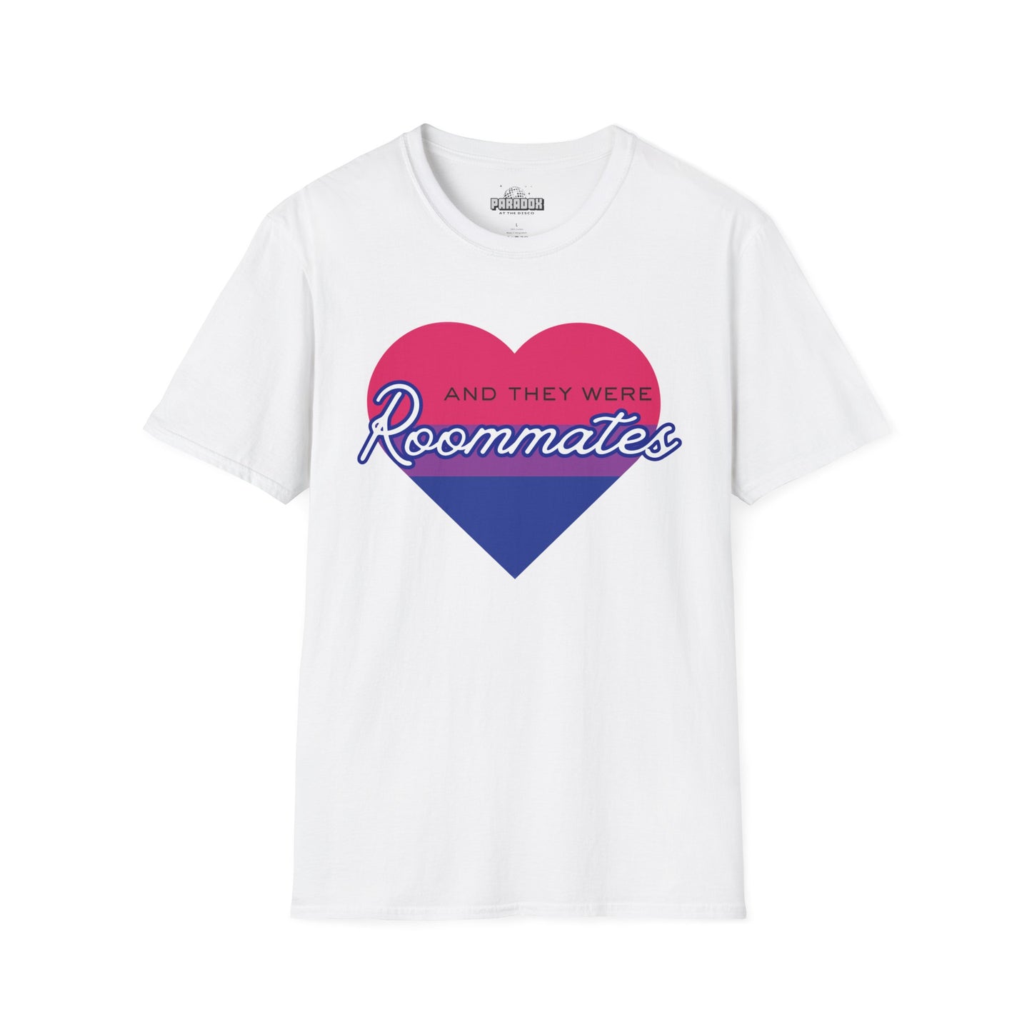 Bisexual "And They Were Roommates" LGBTQ+ Pride Heart Tee
