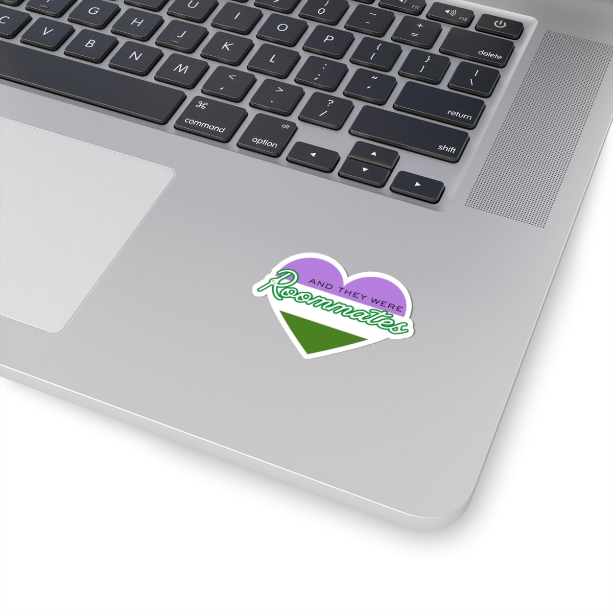 Queer "And They Were Roommates" Heart Sticker — Pride Decorative Kiss-Cut Sticker