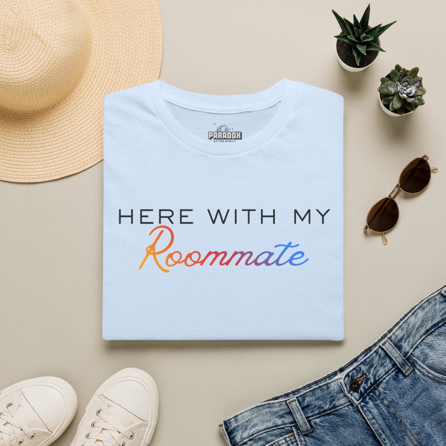 LGBTQ+ "Here With My Roommate" Pride Graphic Tee
