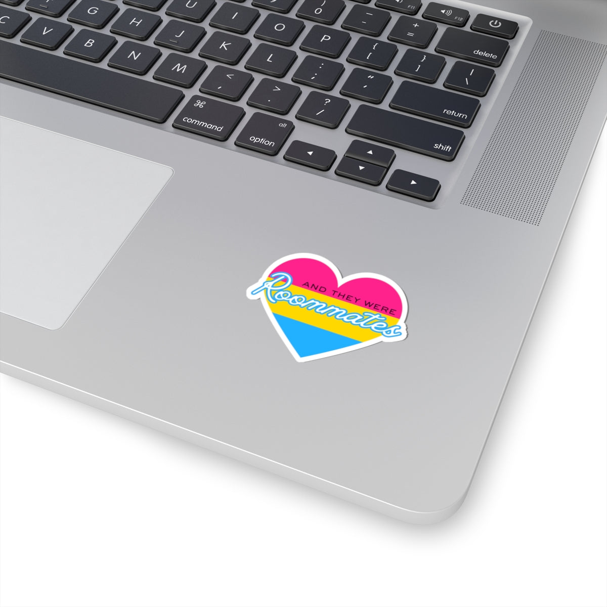 Pansexual "And They Were Roommates" Heart Sticker — Pride Decorative Kiss-Cut Sticker