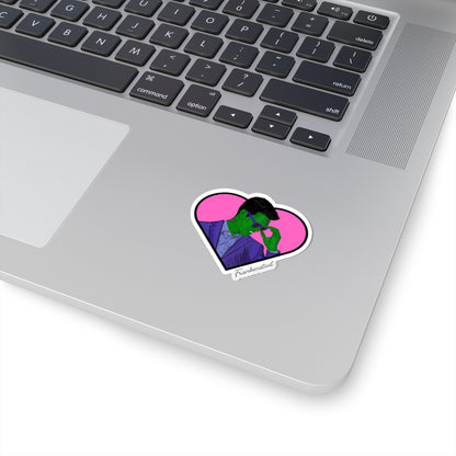 Frankenstud Heart Sticker — Retro Green Monster Kiss-Cut Vinyl