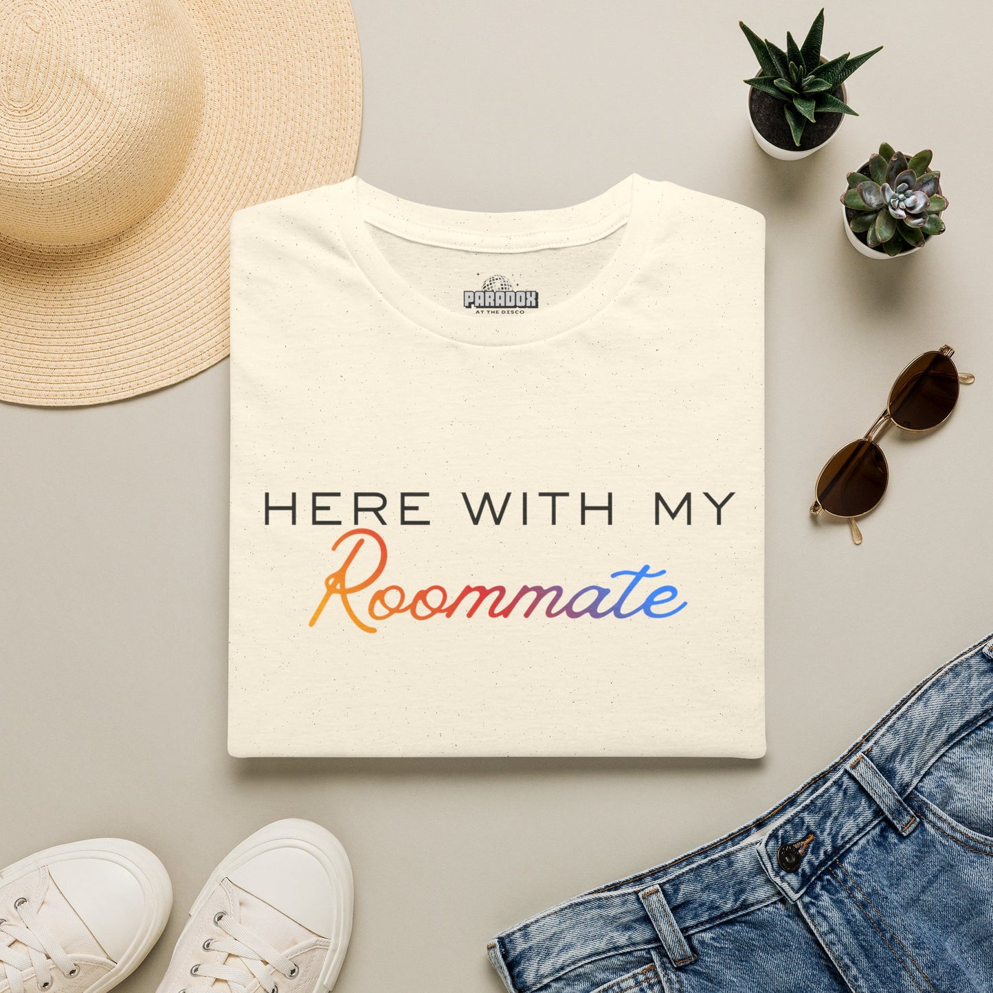 LGBTQ+ "Here With My Roommate" Pride Graphic Tee
