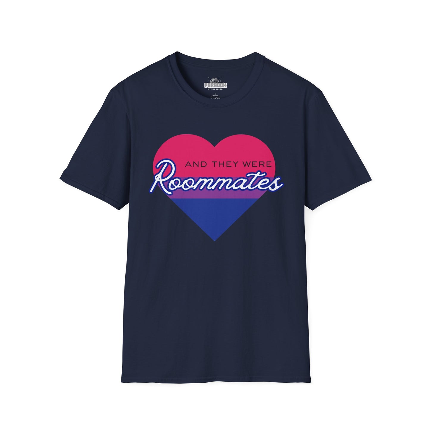 Bisexual "And They Were Roommates" LGBTQ+ Pride Heart Tee