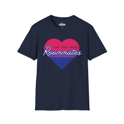 Bisexual "And They Were Roommates" LGBTQ+ Pride Heart Tee