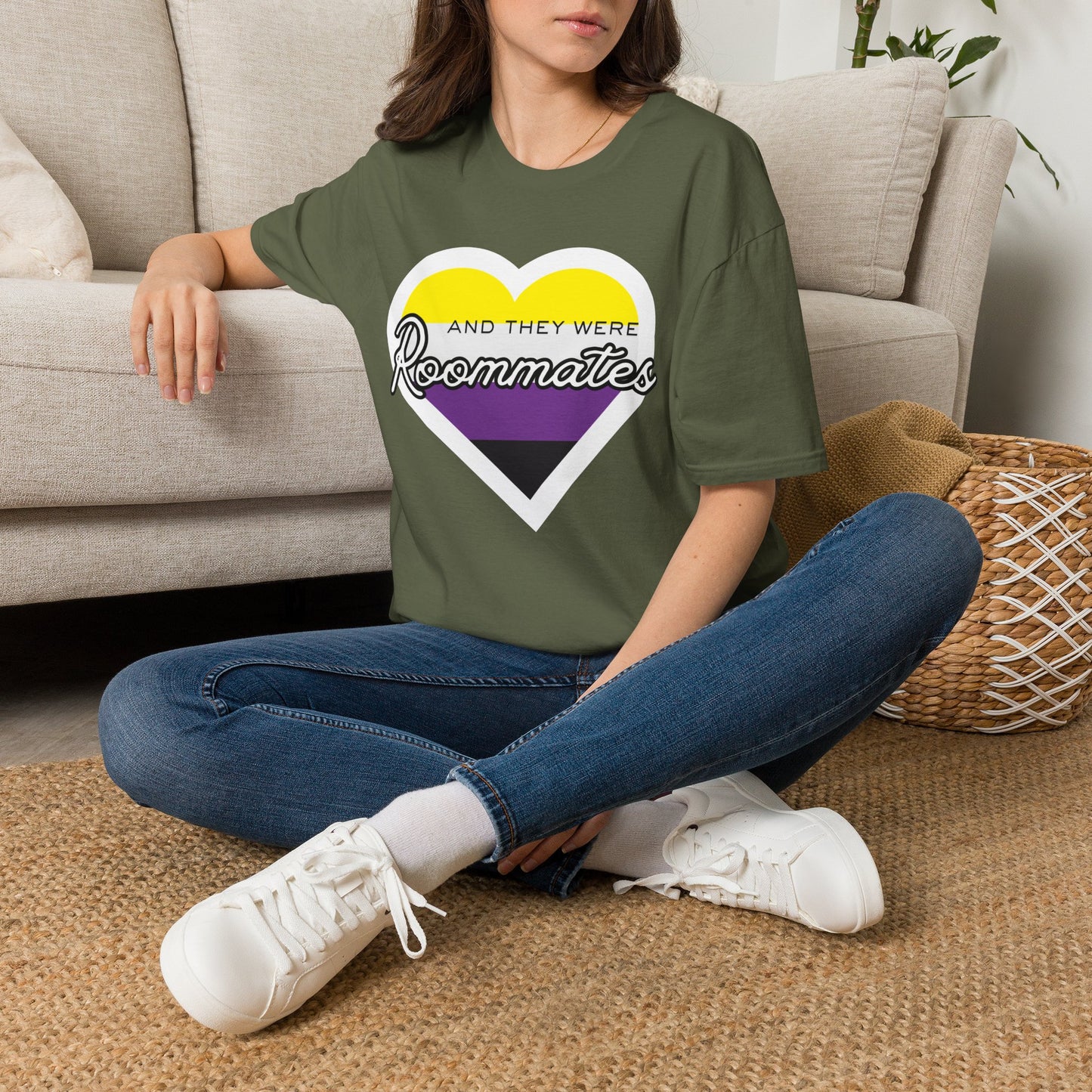 Nonbinary "And They Were Roommates" Pride Graphic Tee