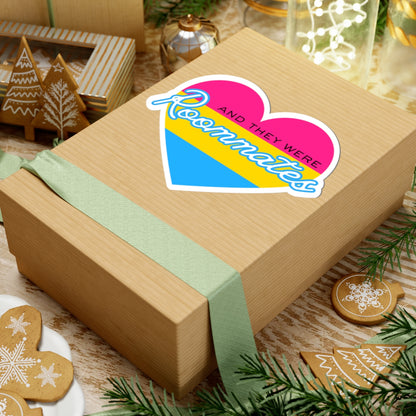 Pansexual "And They Were Roommates" Heart Sticker — Pride Decorative Kiss-Cut Sticker