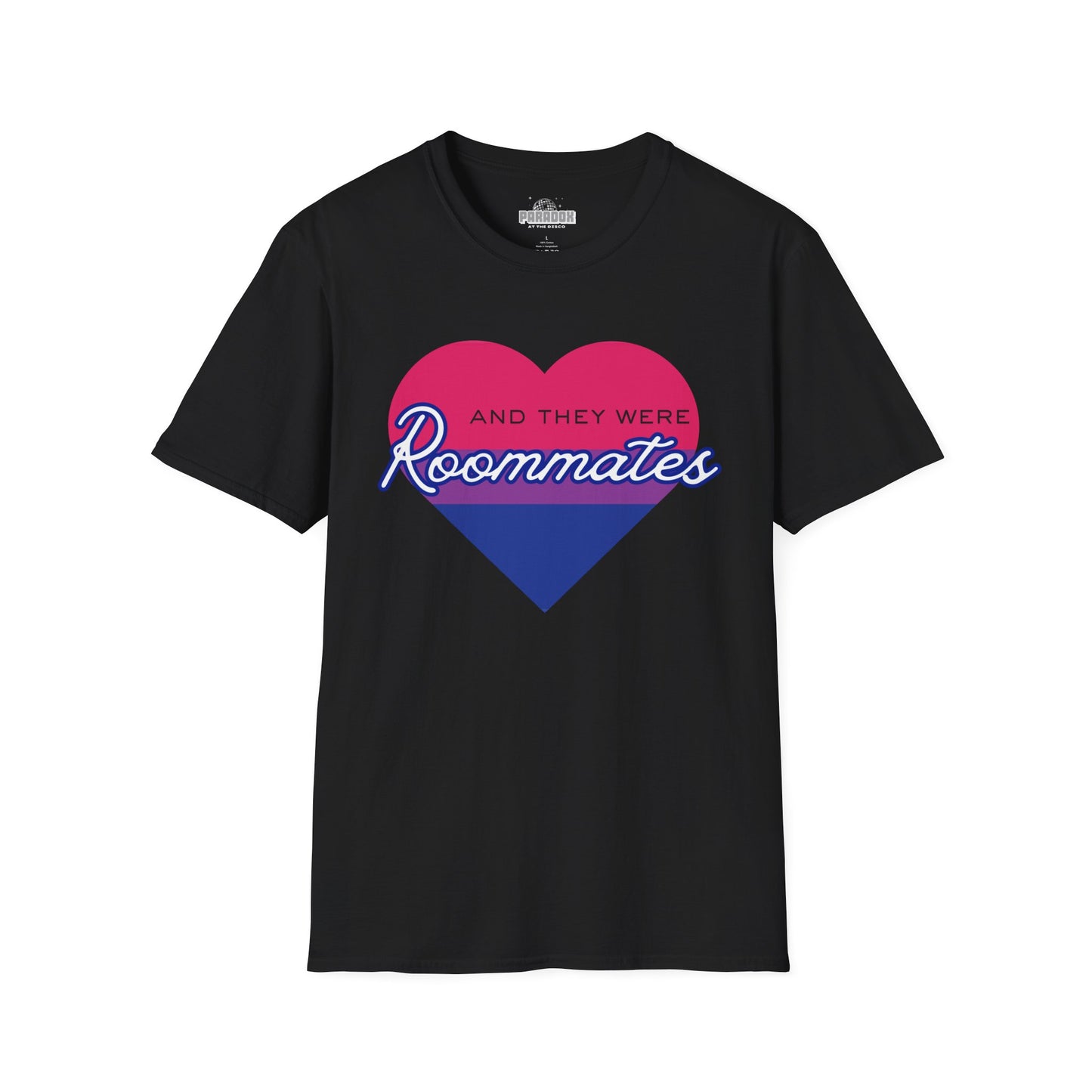 Bisexual "And They Were Roommates" LGBTQ+ Pride Heart Tee