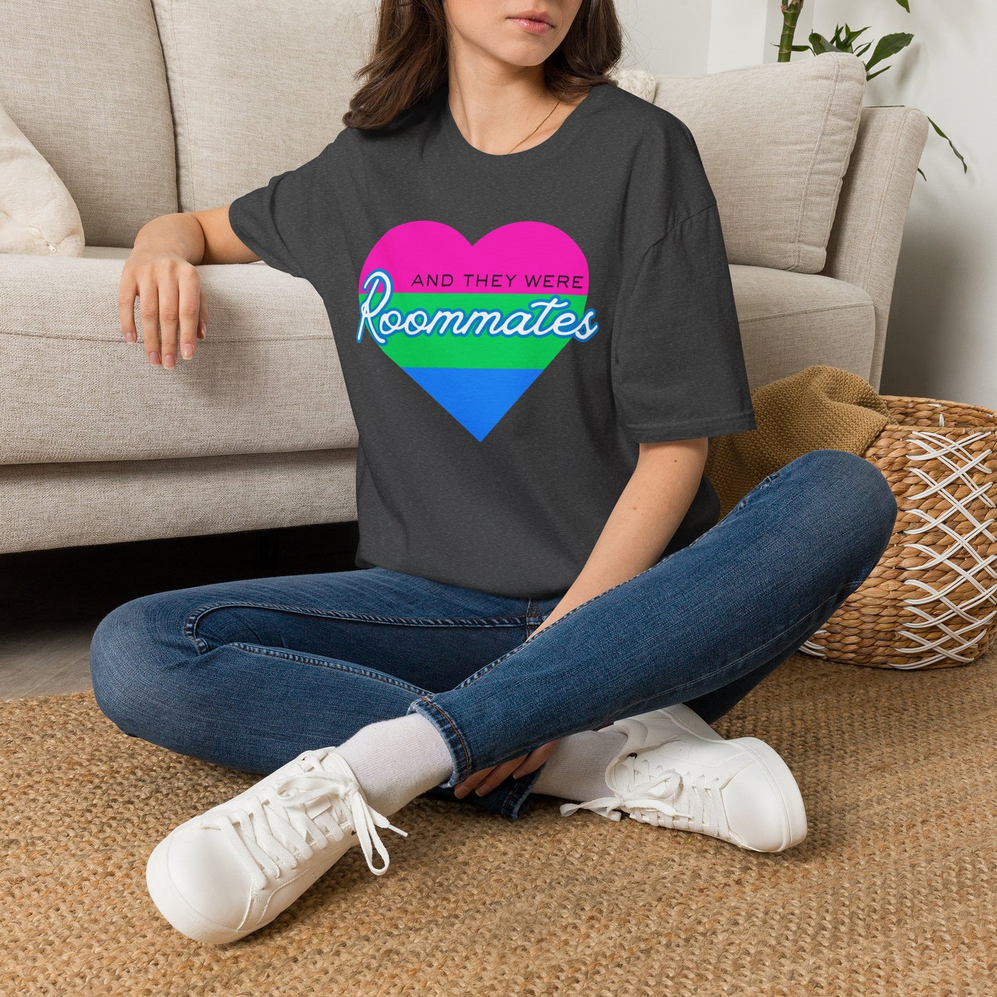 Polyamory "And They Were Roommates" Pride Heart Graphic Tee