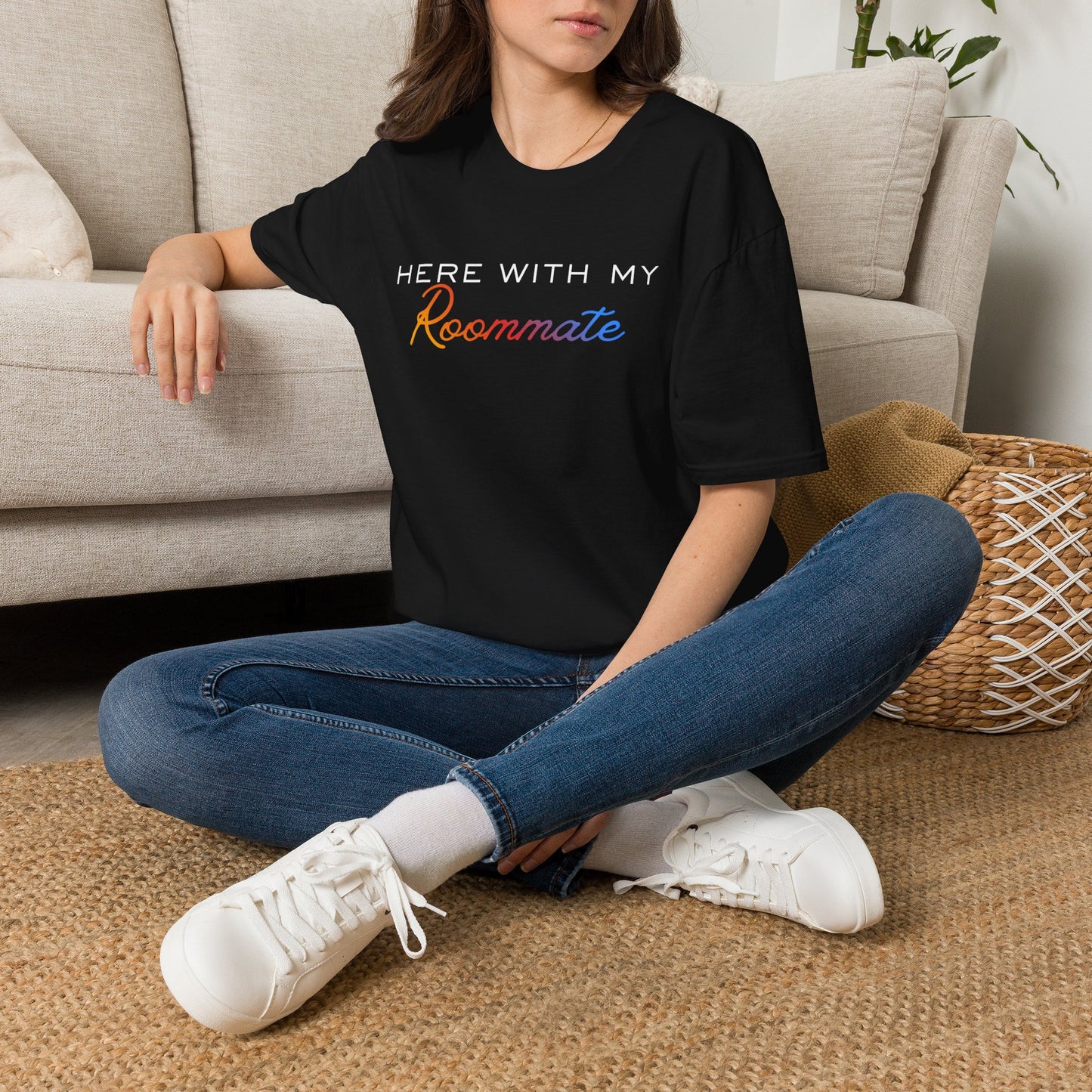 LGBTQ+ "Here With My Roommate" Pride Graphic Tee