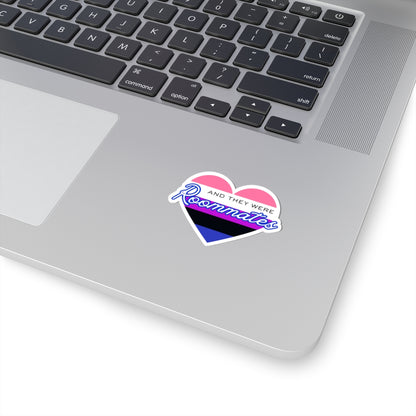 Genderfluid "And They Were Roommates" Heart Sticker — Pride Decorative Kiss-Cut Sticker