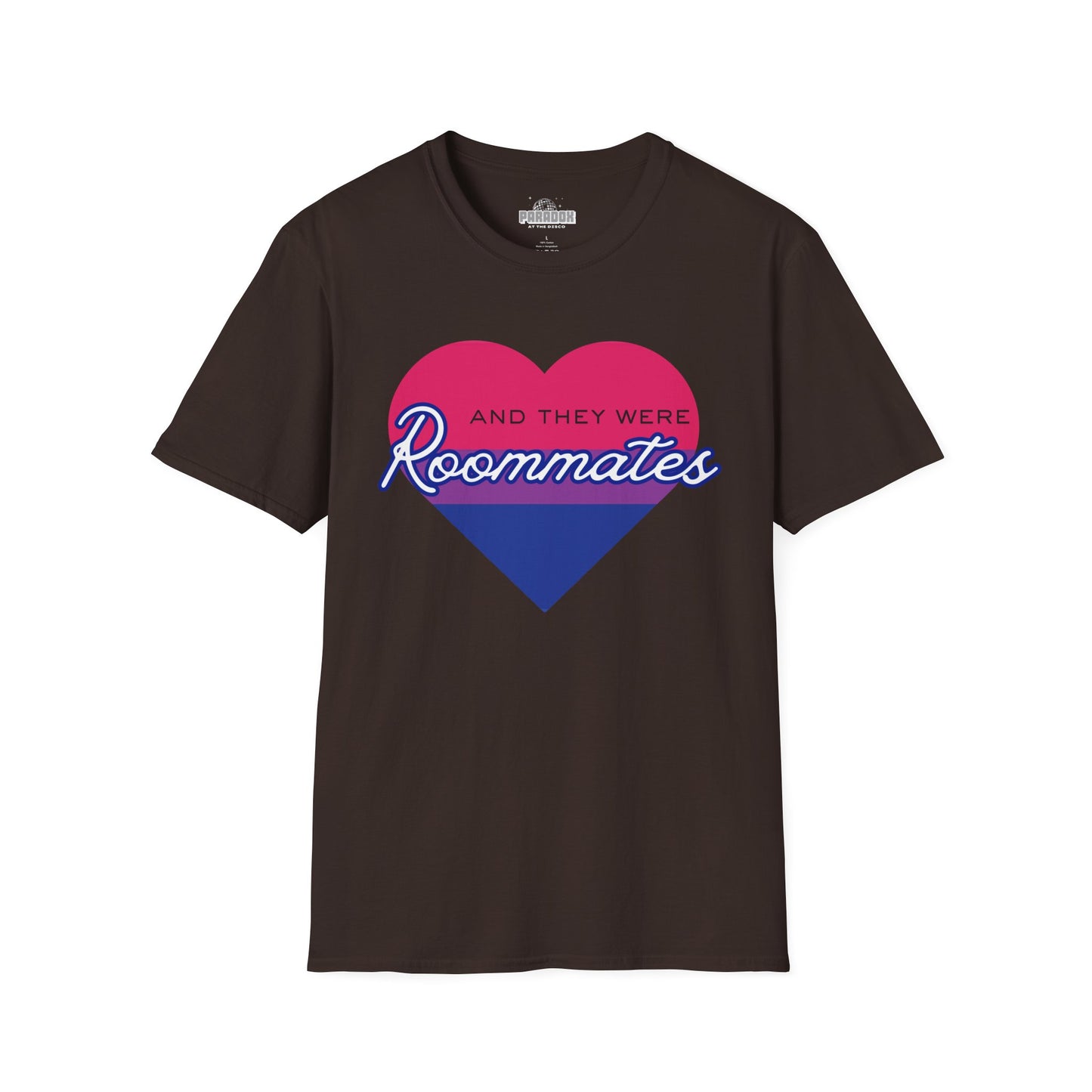 Bisexual "And They Were Roommates" LGBTQ+ Pride Heart Tee