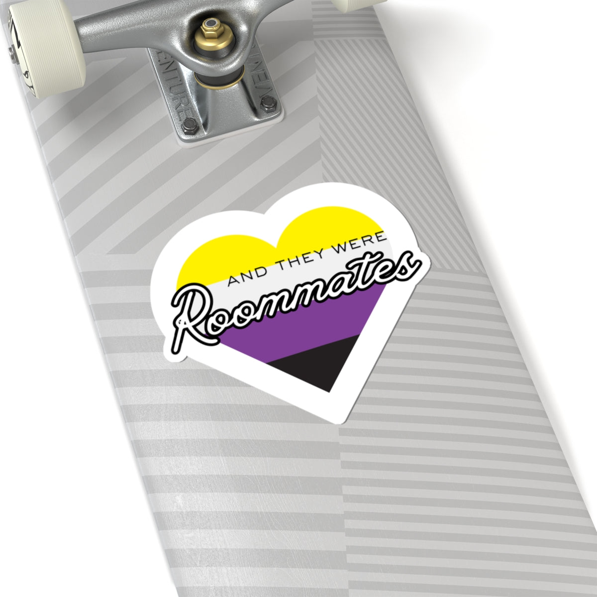 Nonbinary "And They Were Roommates" Heart Sticker — Pride Decorative Kiss-Cut Sticker