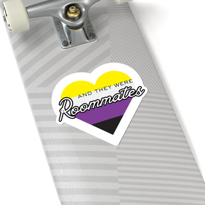 Nonbinary "And They Were Roommates" Heart Sticker — Pride Decorative Kiss-Cut Sticker