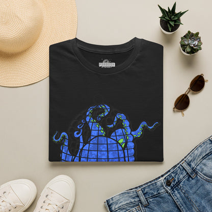 Octopus in Cage T-Shirt — Blue Nautical Sea Creature Graphic Tee