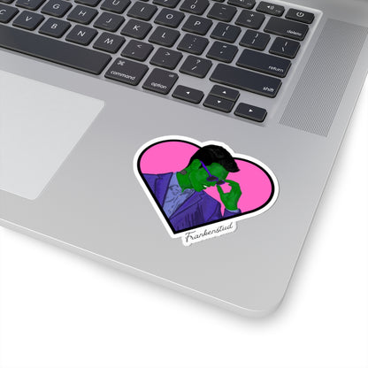 Frankenstud Heart Sticker — Retro Green Monster Kiss-Cut Vinyl