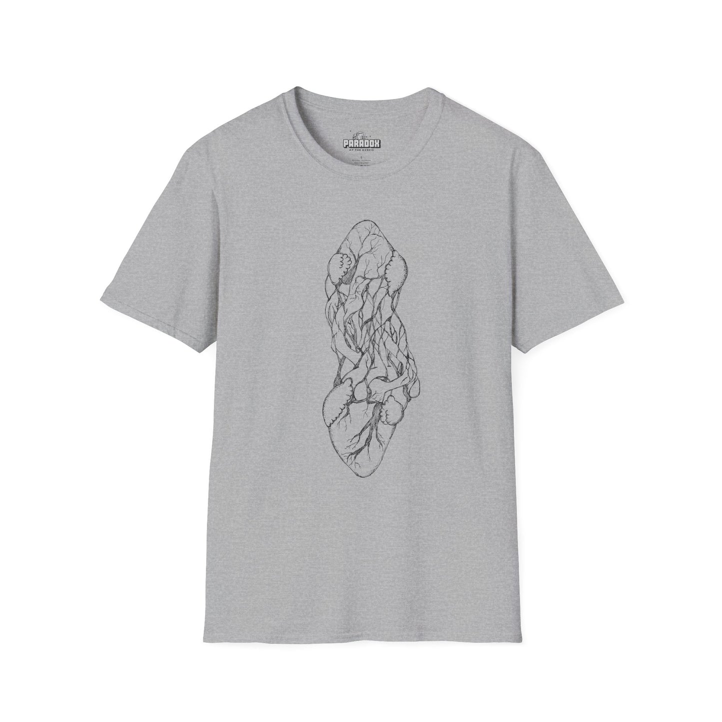 Intertwined Anatomical Hearts Line Art Graphic T-Shirt