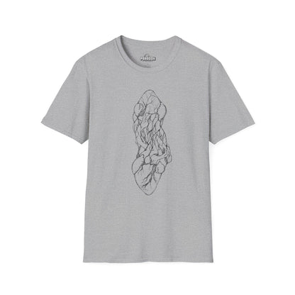Intertwined Anatomical Hearts Line Art Graphic T-Shirt