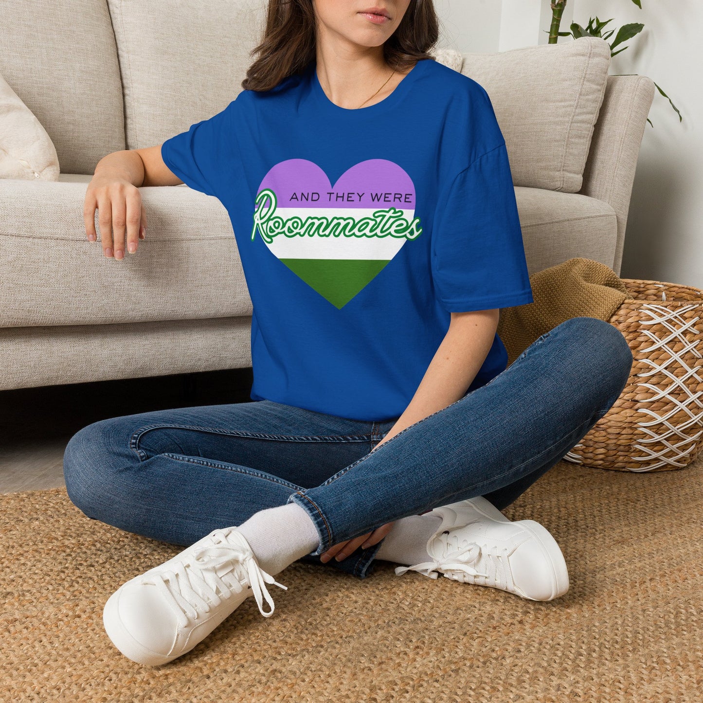 Queer “And They Were Roommates” Pride Heart Graphic Tee