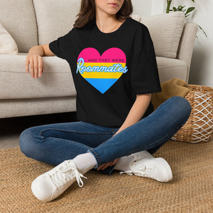Pansexual "And They Were Roommates" Pride Heart Graphic Tee