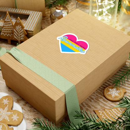 Pansexual "And They Were Roommates" Heart Sticker — Pride Decorative Kiss-Cut Sticker