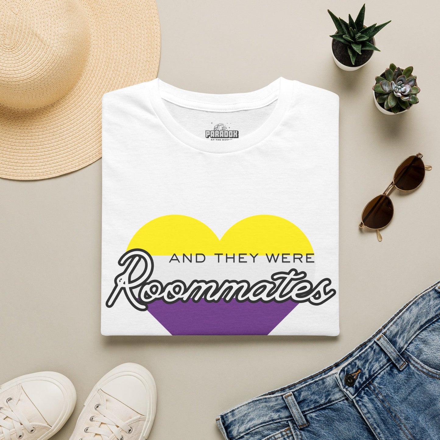 Nonbinary "And They Were Roommates" Pride Graphic Tee