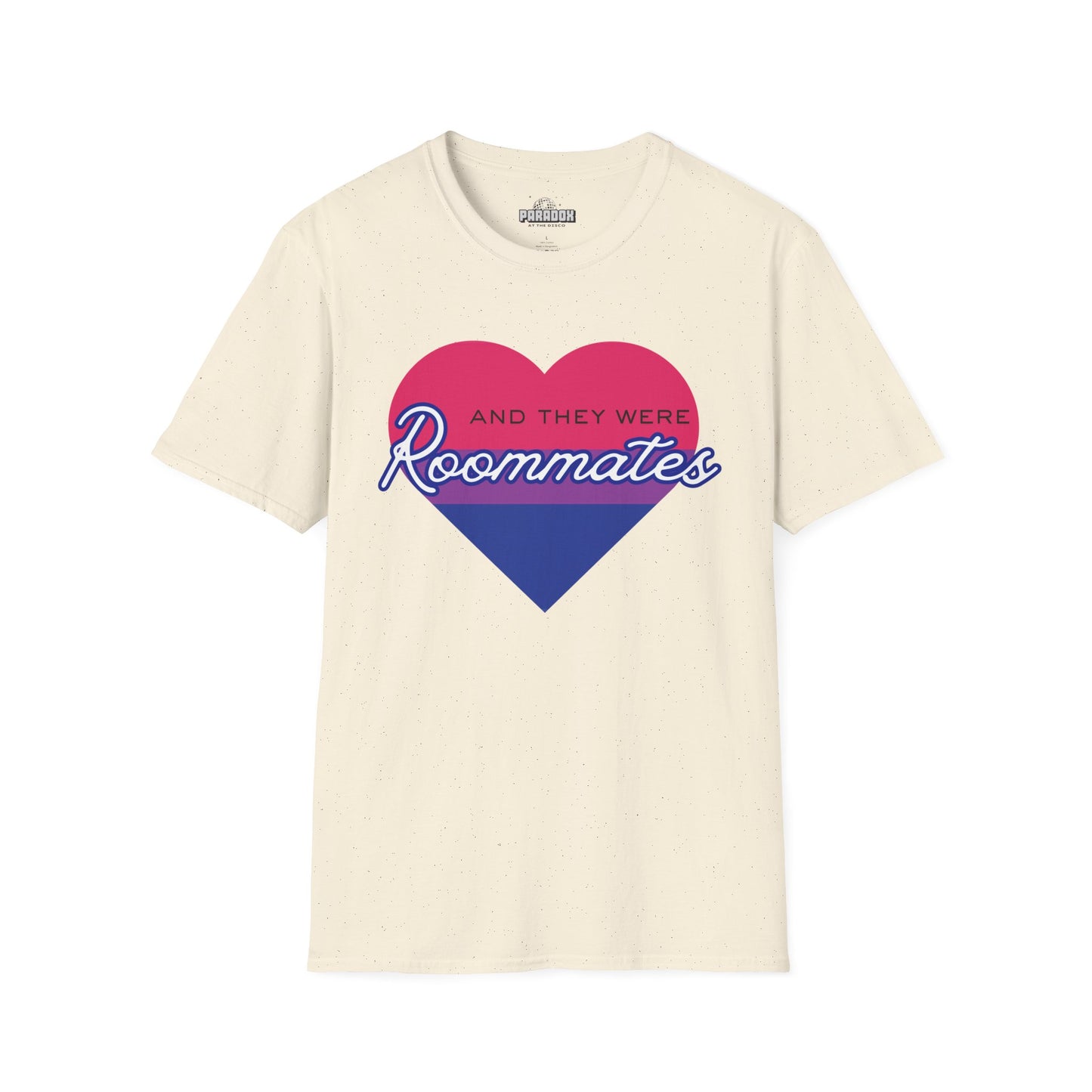 Bisexual "And They Were Roommates" LGBTQ+ Pride Heart Tee