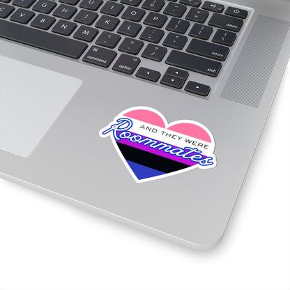Genderfluid "And They Were Roommates" Heart Sticker — Pride Decorative Kiss-Cut Sticker