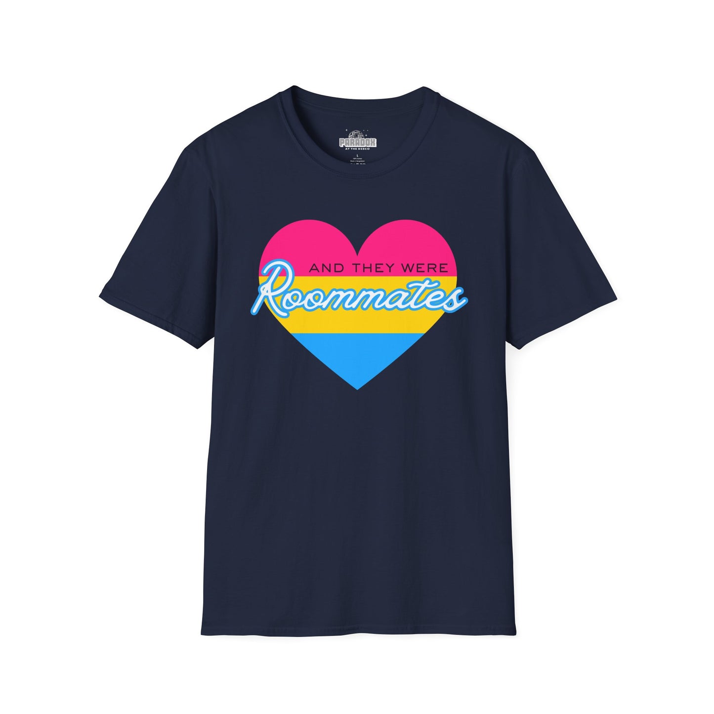 Pansexual "And They Were Roommates" Pride Heart Graphic Tee