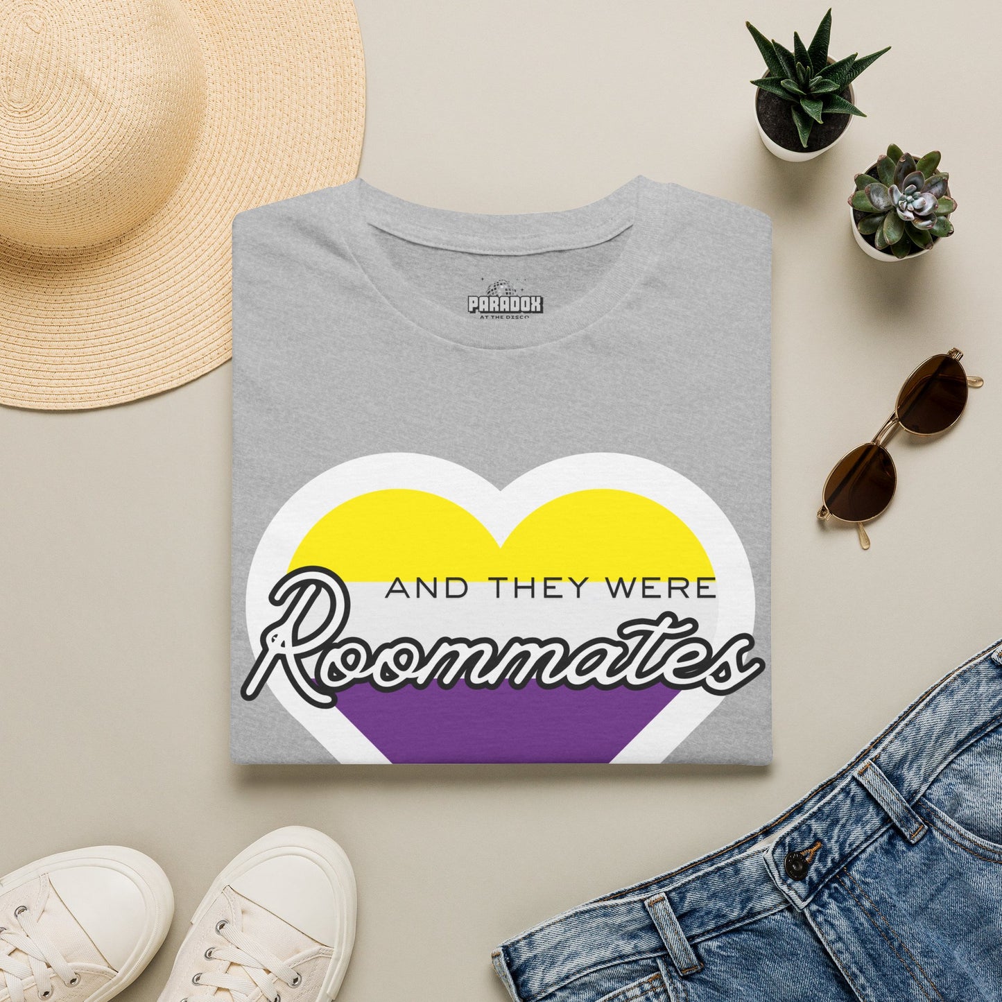 Nonbinary "And They Were Roommates" Pride Graphic Tee