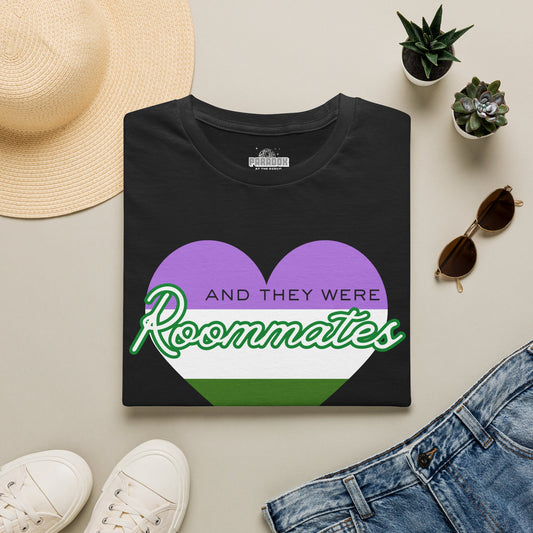 Queer “And They Were Roommates” Pride Heart Graphic Tee