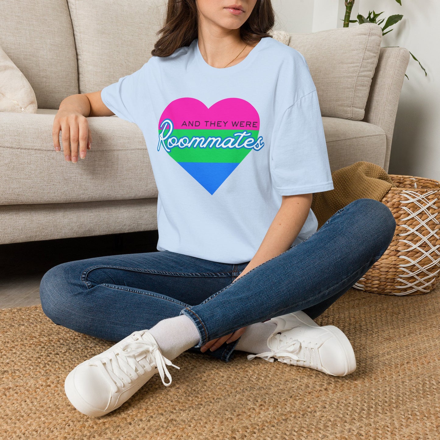Polyamory "And They Were Roommates" Pride Heart Graphic Tee