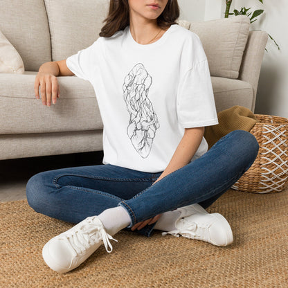 Intertwined Anatomical Hearts Line Art Graphic T-Shirt