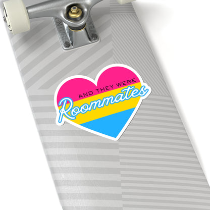 Pansexual "And They Were Roommates" Heart Sticker — Pride Decorative Kiss-Cut Sticker