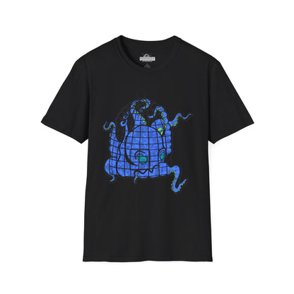 Octopus in Cage T-Shirt — Blue Nautical Sea Creature Graphic Tee