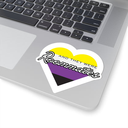 Nonbinary "And They Were Roommates" Heart Sticker — Pride Decorative Kiss-Cut Sticker