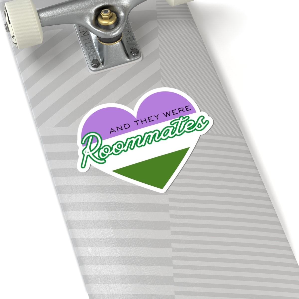 Queer "And They Were Roommates" Heart Sticker — Pride Decorative Kiss-Cut Sticker