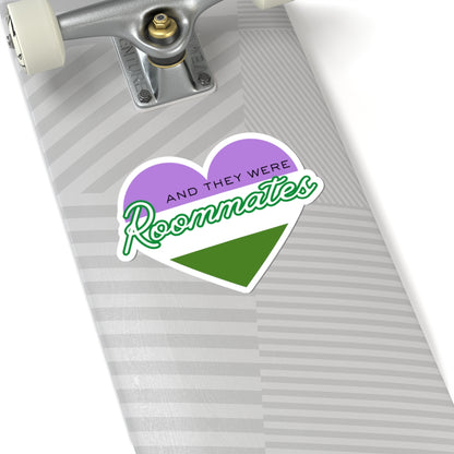 Queer "And They Were Roommates" Heart Sticker — Pride Decorative Kiss-Cut Sticker