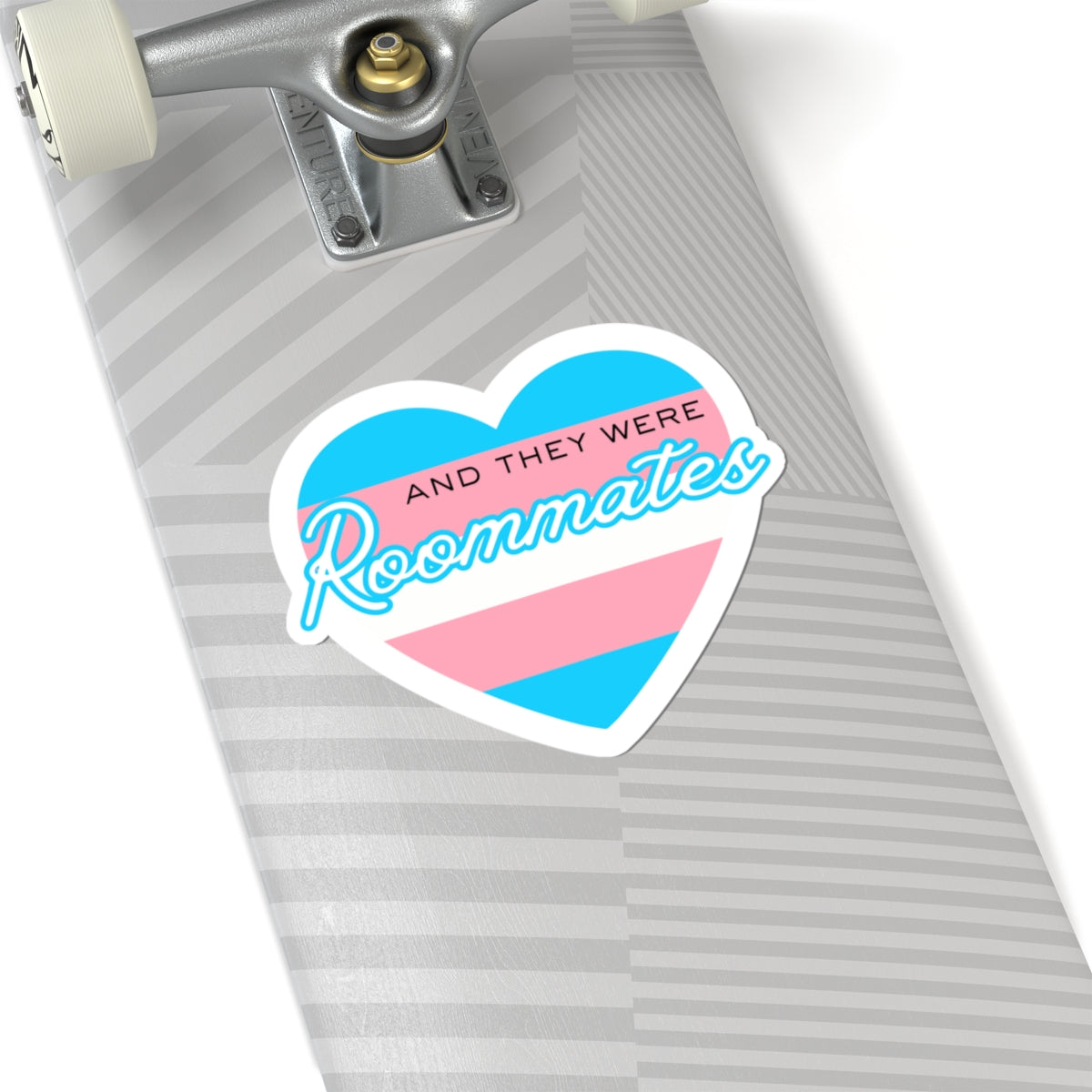 Transgender "And They Were Roommates" Heart Sticker — Pride Decorative Kiss-Cut Sticker