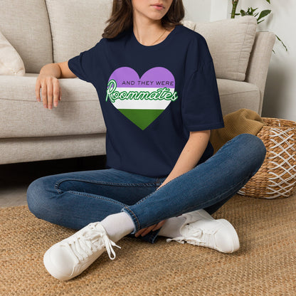 Queer “And They Were Roommates” Pride Heart Graphic Tee