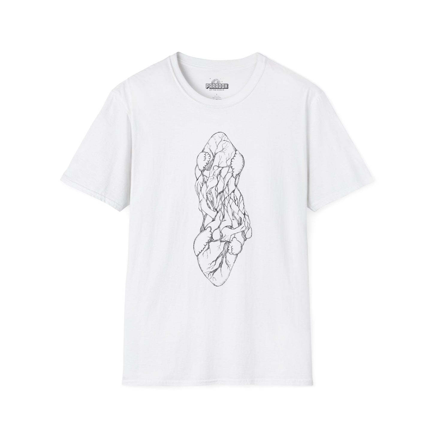 Intertwined Anatomical Hearts Line Art Graphic T-Shirt