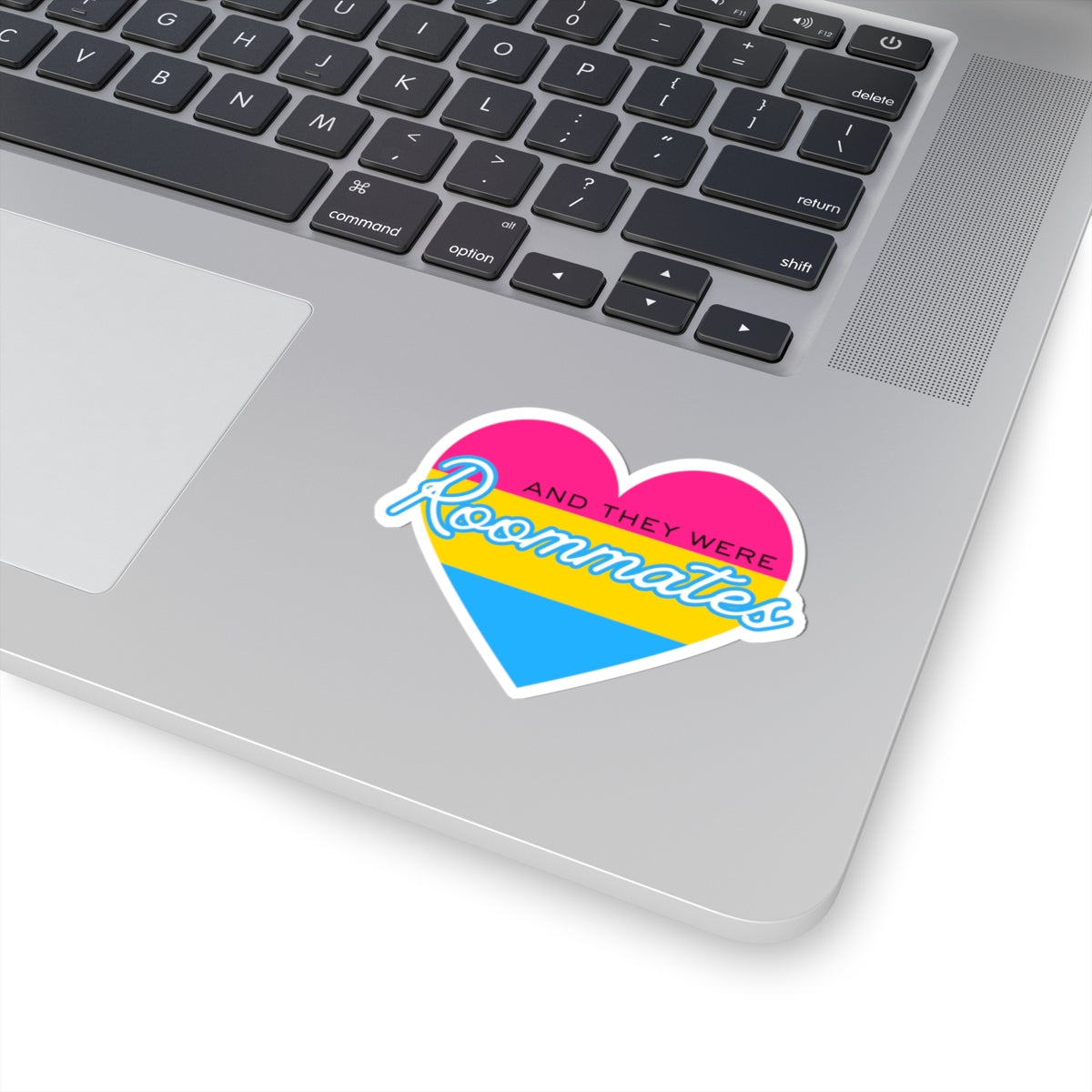 Pansexual "And They Were Roommates" Heart Sticker — Pride Decorative Kiss-Cut Sticker
