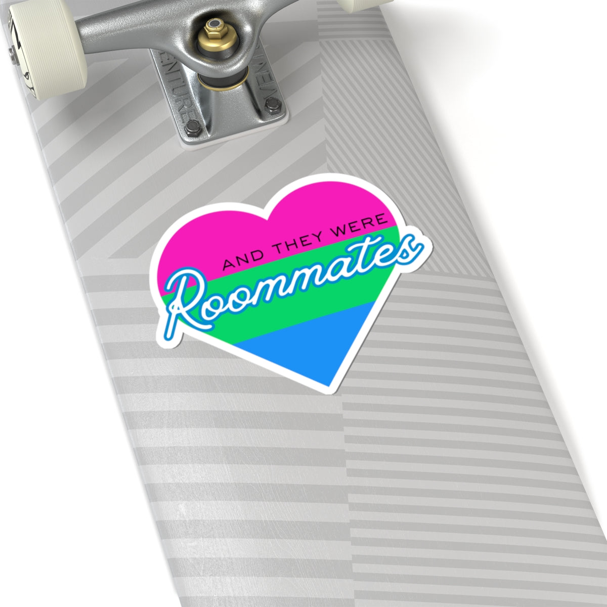 Polyamorous "And They Were Roommates" Heart Sticker — Pride Decorative Kiss-Cut Sticker