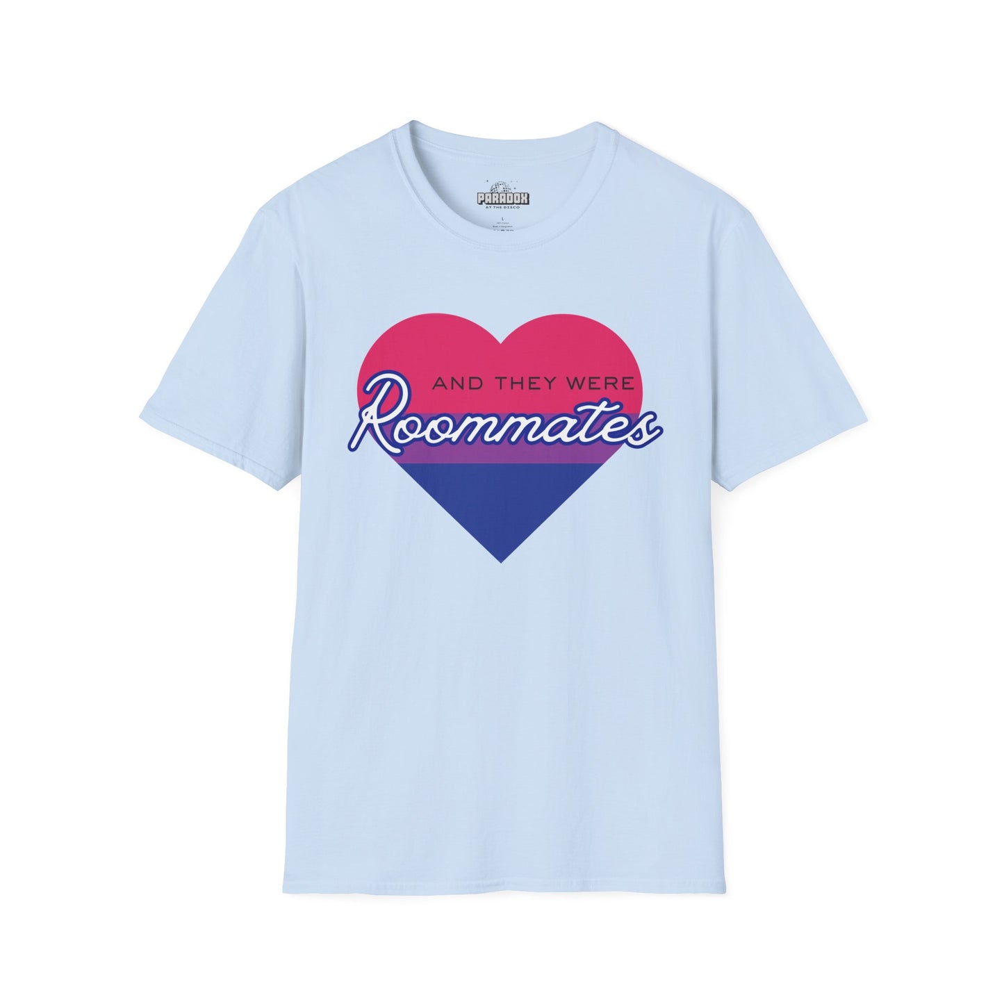 Bisexual "And They Were Roommates" LGBTQ+ Pride Heart Tee