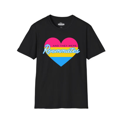 Pansexual "And They Were Roommates" Pride Heart Graphic Tee