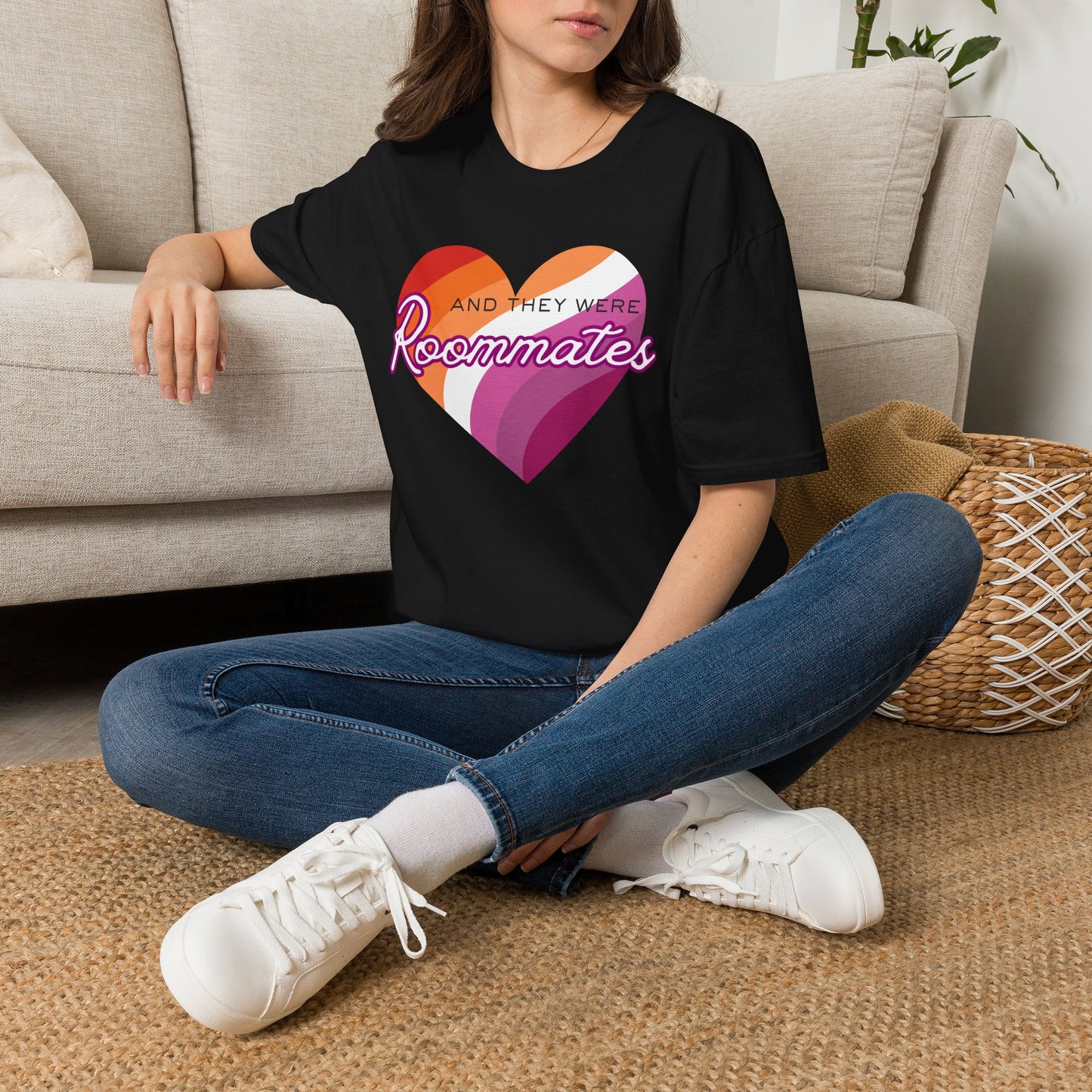 Lesbian "And They Were Roommates" Pride Graphic Tee