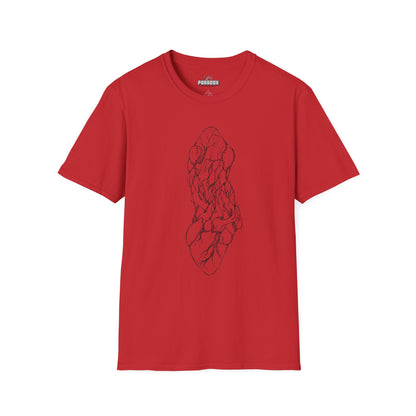 Intertwined Anatomical Hearts Line Art Graphic T-Shirt