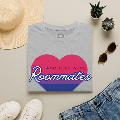 Bisexual "And They Were Roommates" LGBTQ+ Pride Heart Tee